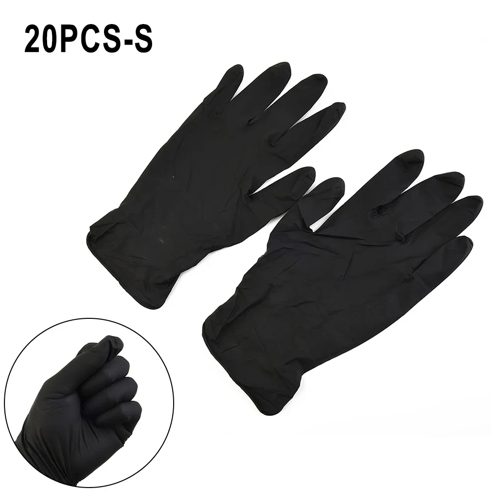 20Pcs BBlack Nitrile Gloves Kitchen Disposable Protective Gloves Waterproof Kitchen Household Garden Cleaning Gloves S/M/L