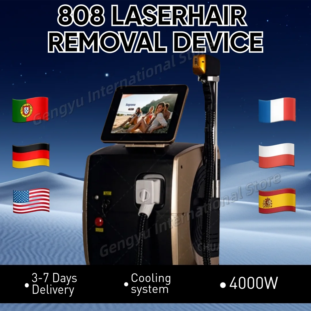 

Портативный профессиональный 4000 Вт сопрано диод ледяной титановый лазер для удаления волос на теле 4 длины волны 808 755 940 1064 устройство