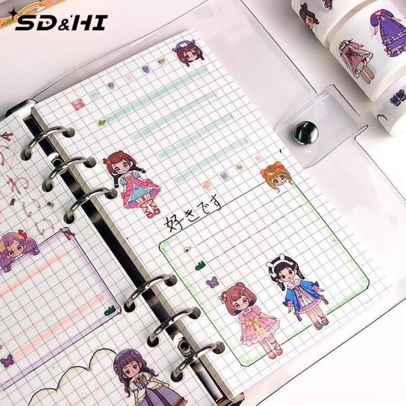Cute Princess Dress Up Waterproof Sticker Girl Cartoon Washi Tape Set Cute Children's Handbook Character Decoration Sticker