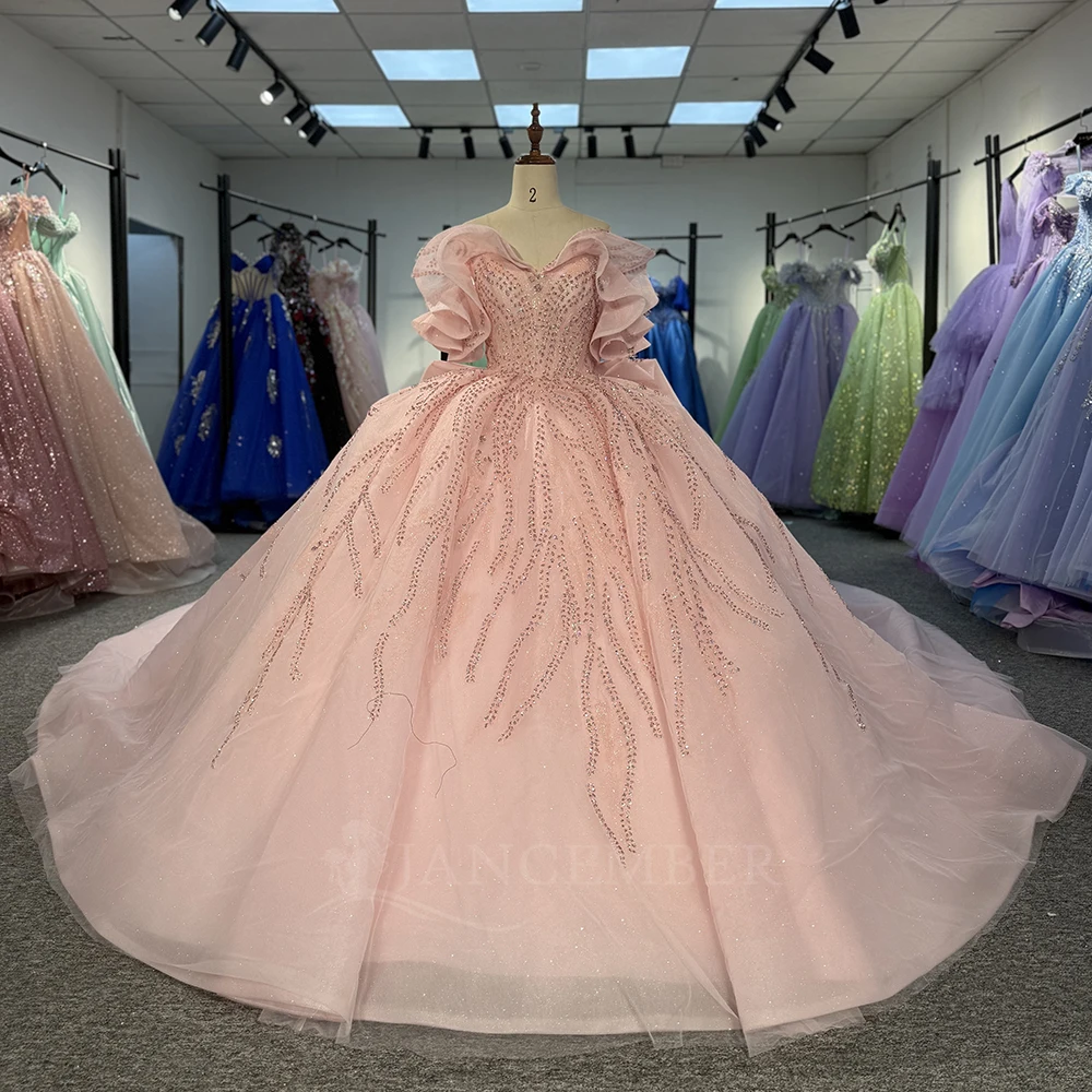 

Индивидуальные платья для 15-летия (Quinceañera) с бисерным корсажем, платья принцессы для девочек на день рождения, из органзы, с кружевной шнуровкой на спине