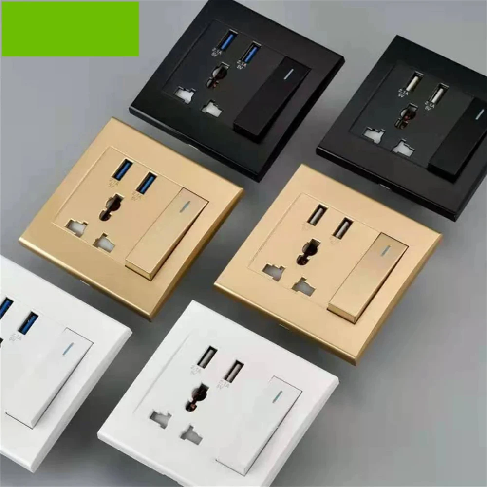 International universal type 86 concealed USB socket with light switch 2.1A mobile phone charging port can control lights