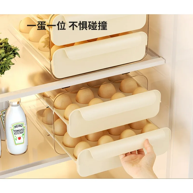 

Egg Storage Box Drawer-Type Preservation Plastic Refrigerator Egg Box, Drop-Resistant Kitchen Shelf Supports