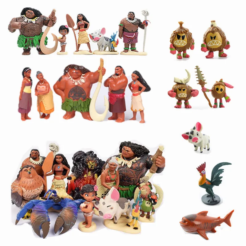 6-12pcs/set Cartoon Moana Princess Legend Vaiana Maui Chief Tui Tala Heihei Pua Action Figure Decor Toys For Kids Birthday Gift