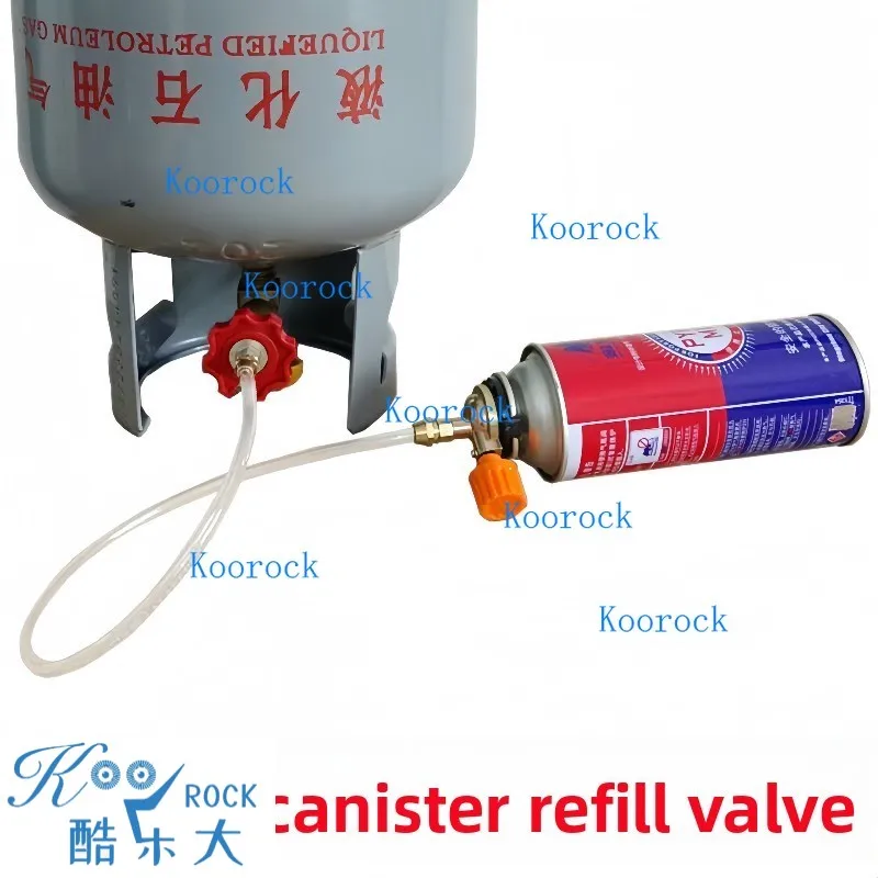 Gas Refill Adapter Valve for Butane Cartridge & High Altitude Canister, LPG Steel Cylinder Gas Tank Converter