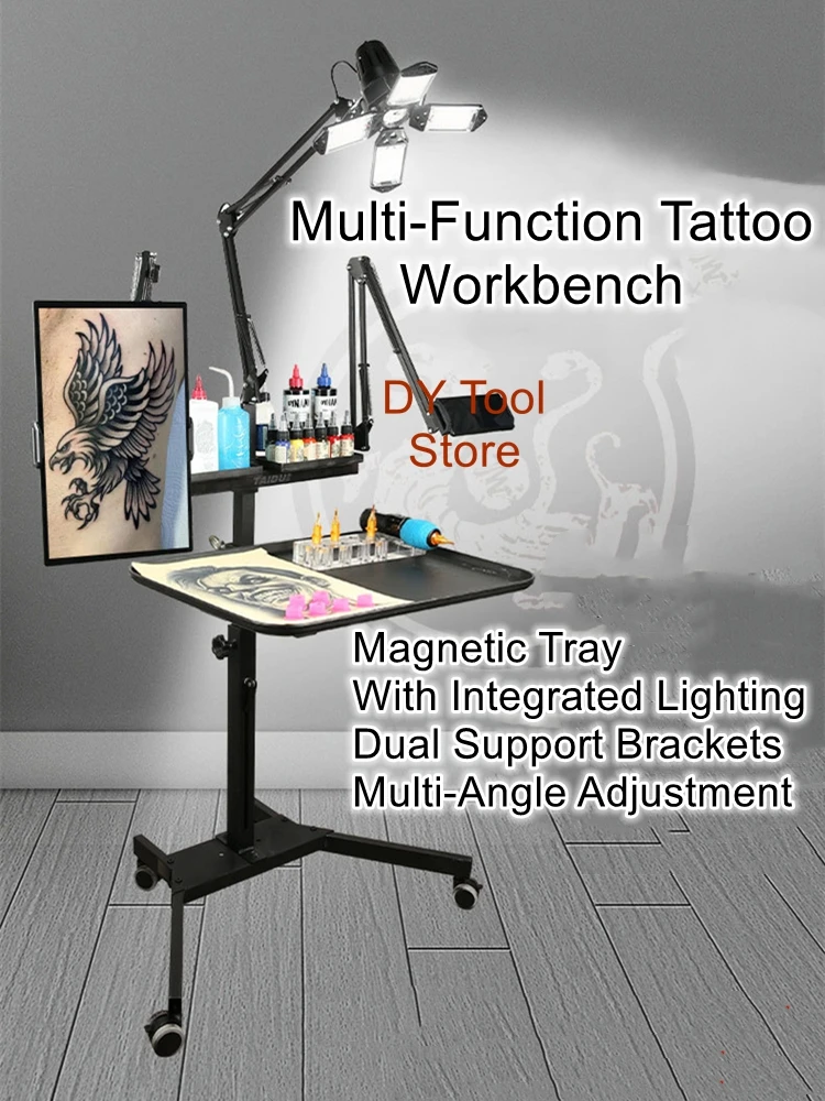 

Multifunctional Tattoo Workbench Folding Four Leaf Light Mobile High Brightness Tattoo Color Bracket