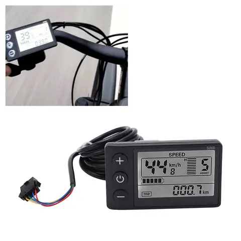 Compteur d'affichage LCD pour scooter électrique, panneau de commande avec prise, compteur d'affichage LCD pour vélo électrique, S866, 24V, 36V, 48V