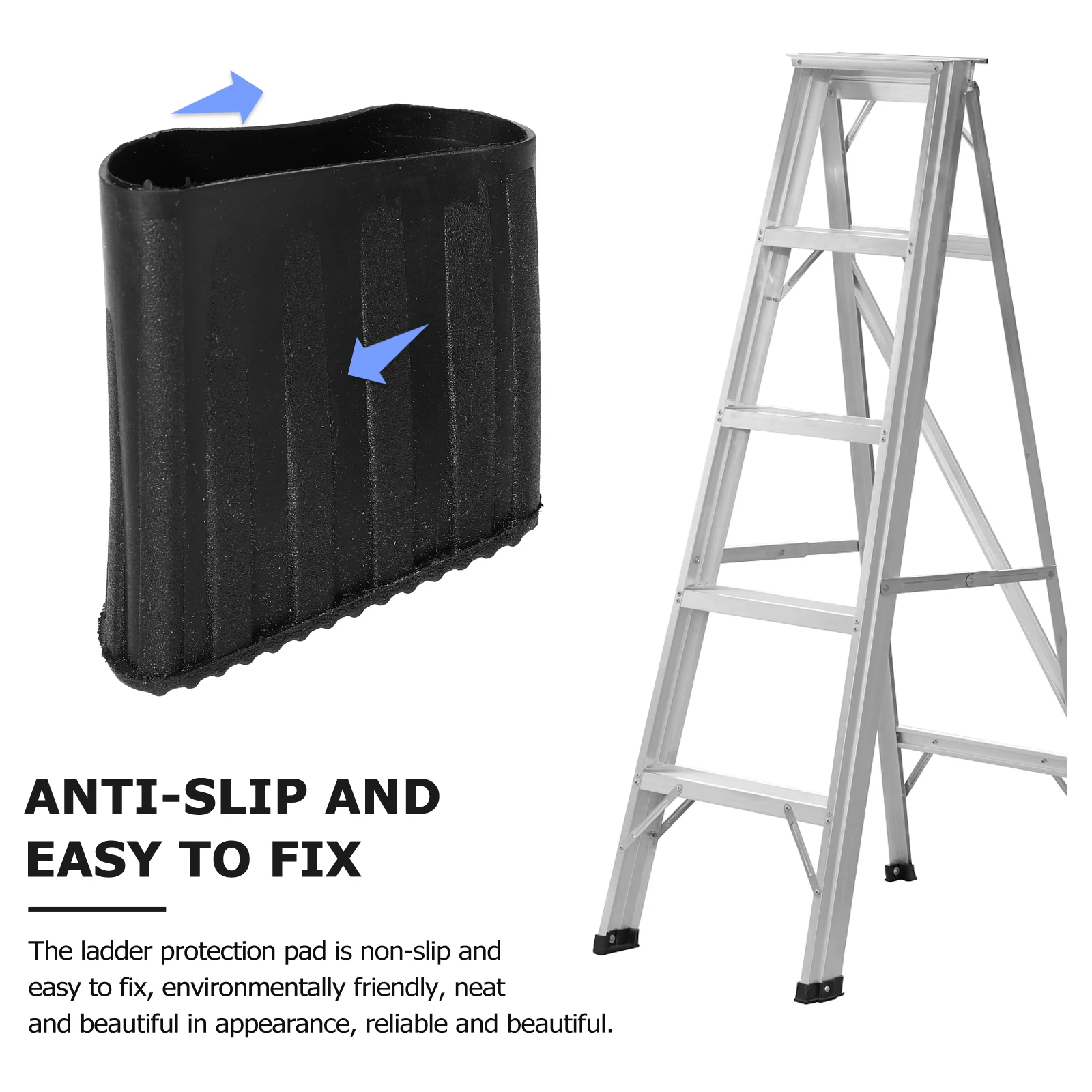 

4pcs Black D-shaped 25x43mm Non-slip Rubber Feet Pads for Ladder Stable Foldable Ladder Feet Protector Anti-skid Wear-resistant