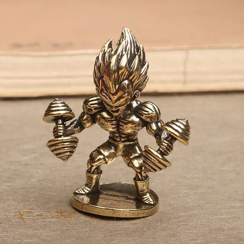5cm Dragon Ball figure Super Saiyan Vegeta fitness dumbbell brass ornament cartoon anime character landscape model decoration view 6