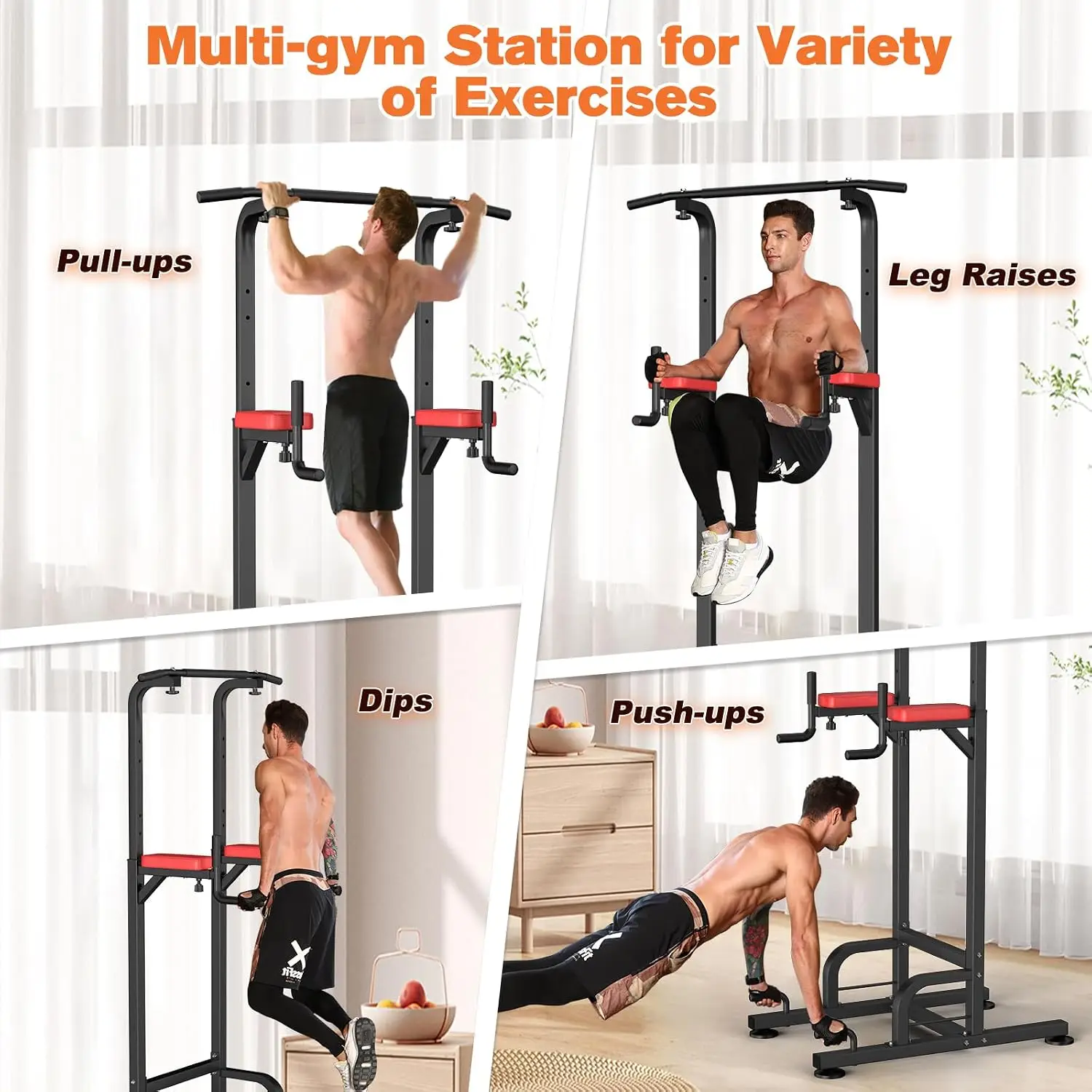 Freestanding Power Tower and Pull-Up Bar for Home Gym