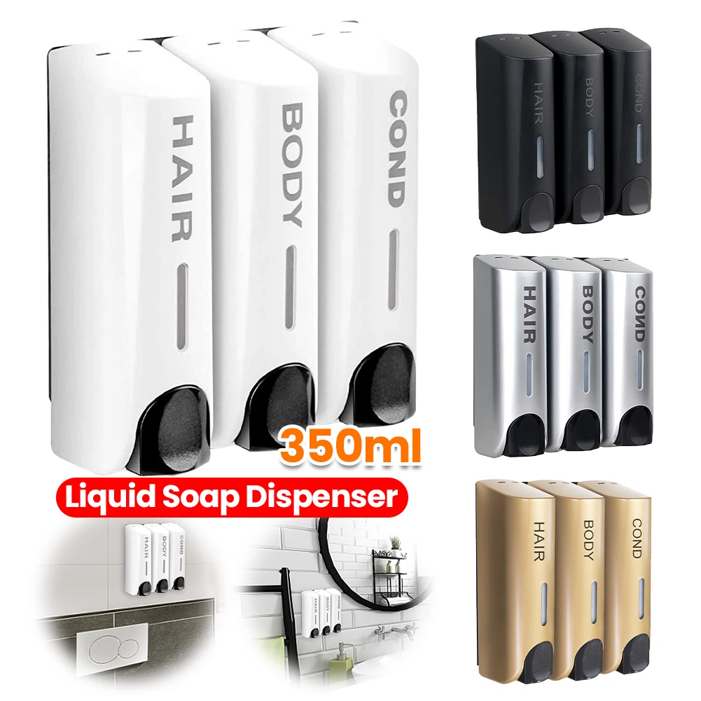 

Triple 350ml Shower Bath Shampoo Dispenser Multi-Purpose Wall-Mount Shampoo and Conditioner Dispenser for Bathroom Accessories