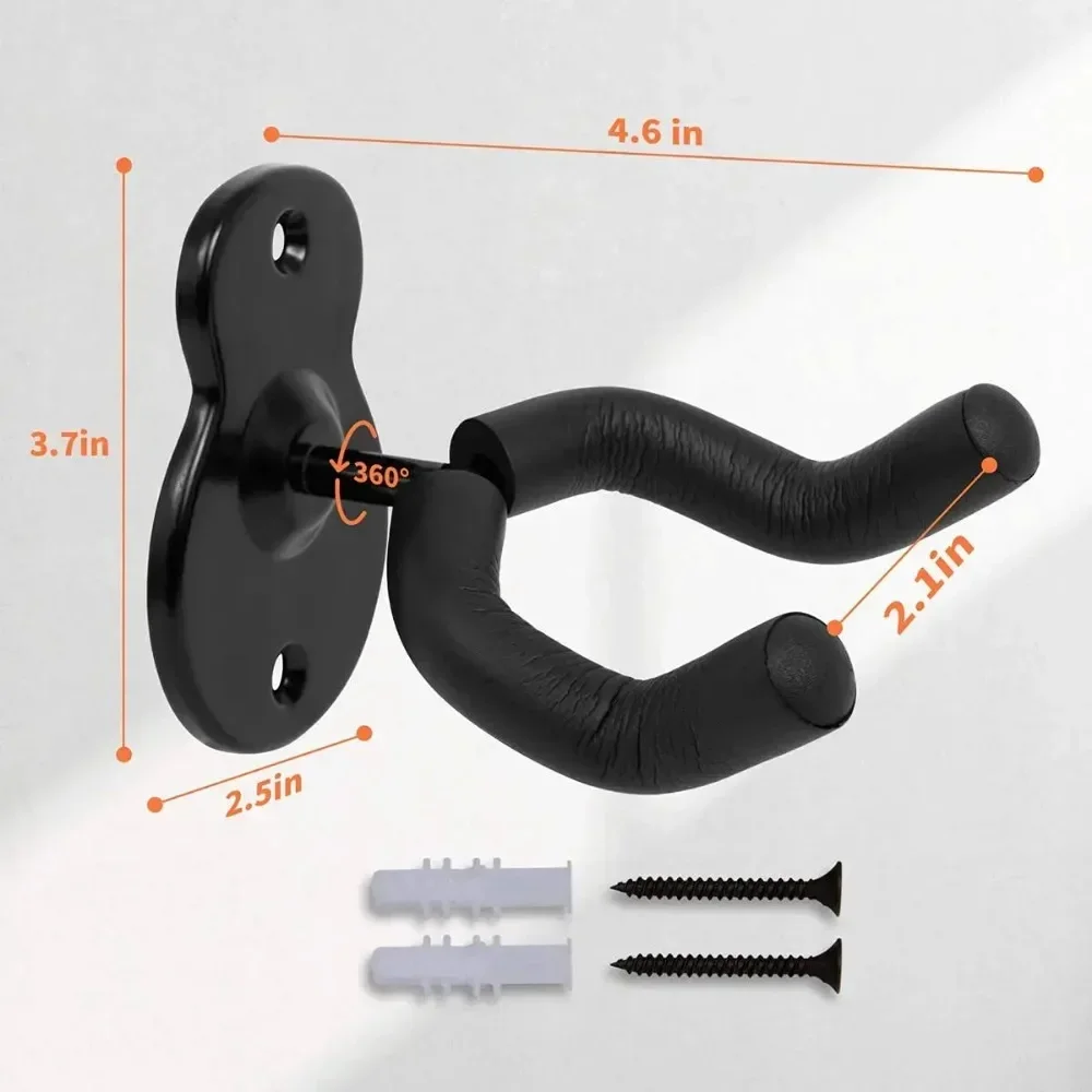 Guitar Wall Mount Hanger Hook Acoustic Electric Bass Guitar Wall Hook Hanger Black Metal Holder Hanger