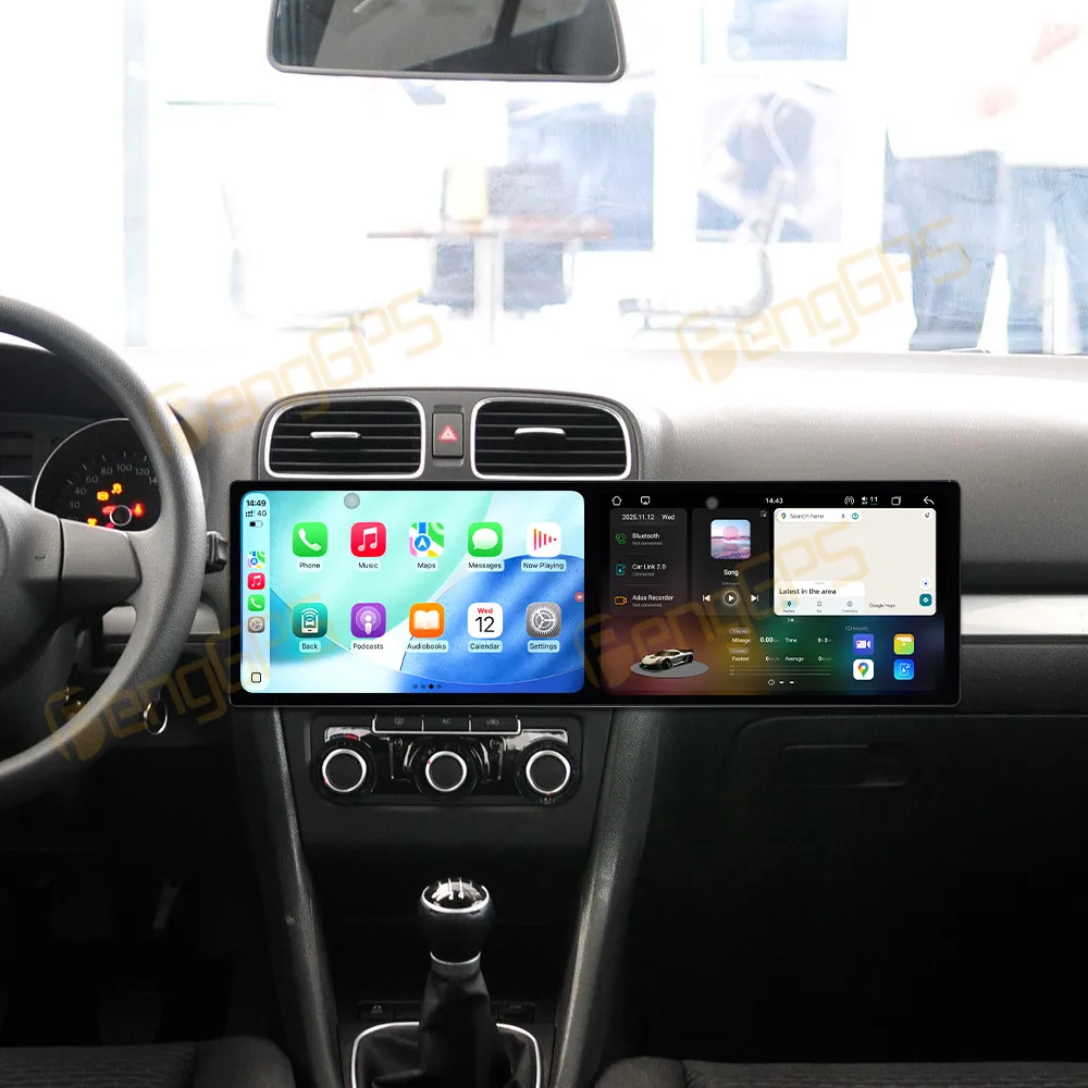 Dual Screen 10.1 Inch Android 15 CarPlay Car Radio For Volkswagen Golf 2010-2013 Touch Screen Multimedia Player GPS Navigation