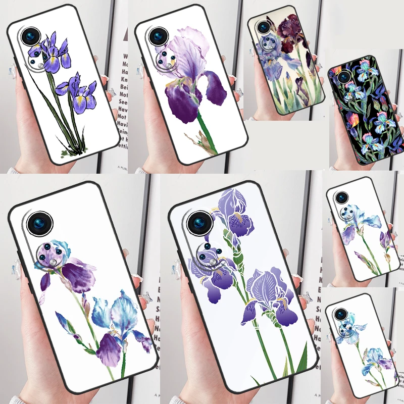 Iris Purple Flower Watercolor Case For Honor Magic 7 5 6 Pro Honor 200 Pro X9b X9a X8b X8a X8 X9 X9c 50 70 90 Lite Cover