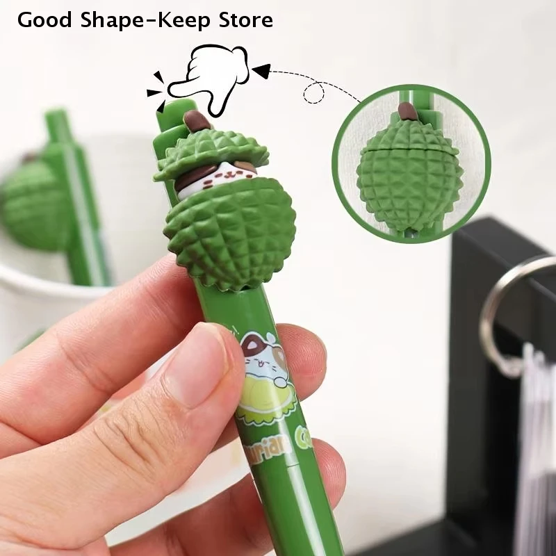 

0.5mm Kawaii Fruit Durian Surprise Pen Durian Press To See Cat Gel Pen Cute Ink Signature Pens Stationery Gift Writing Supplies