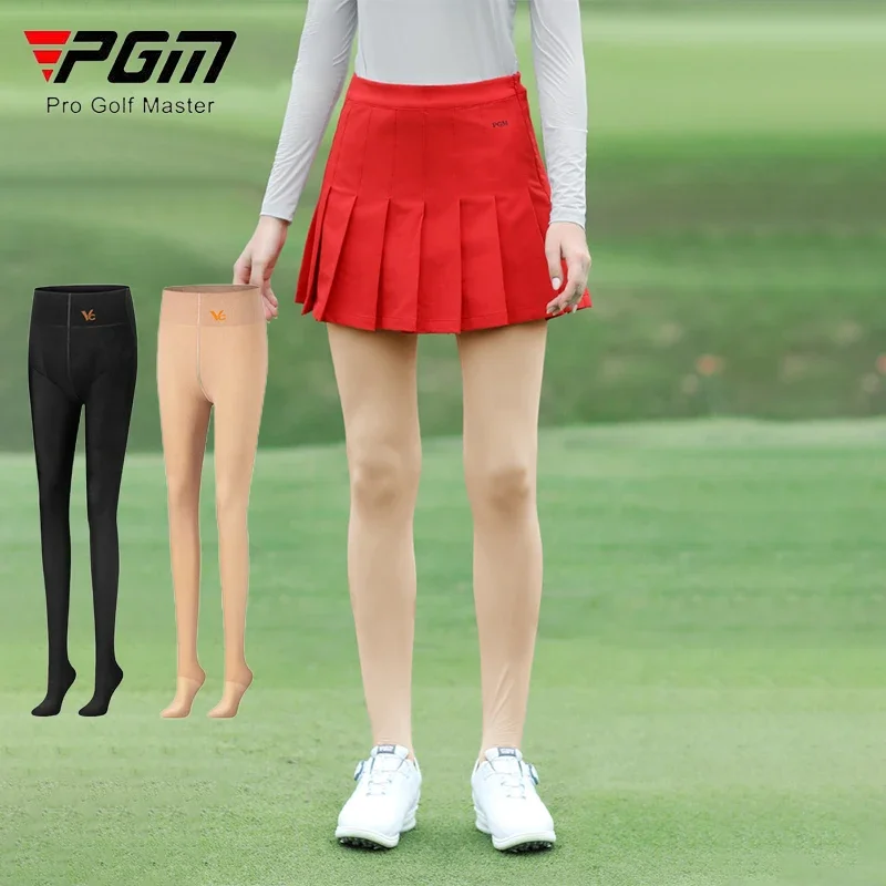 PGM Women Golf Leggings Ladies Plush Warm Panty-Hose Girl Slim High Waist Stocking Winter Golf Long Leg Socks Sport Pants