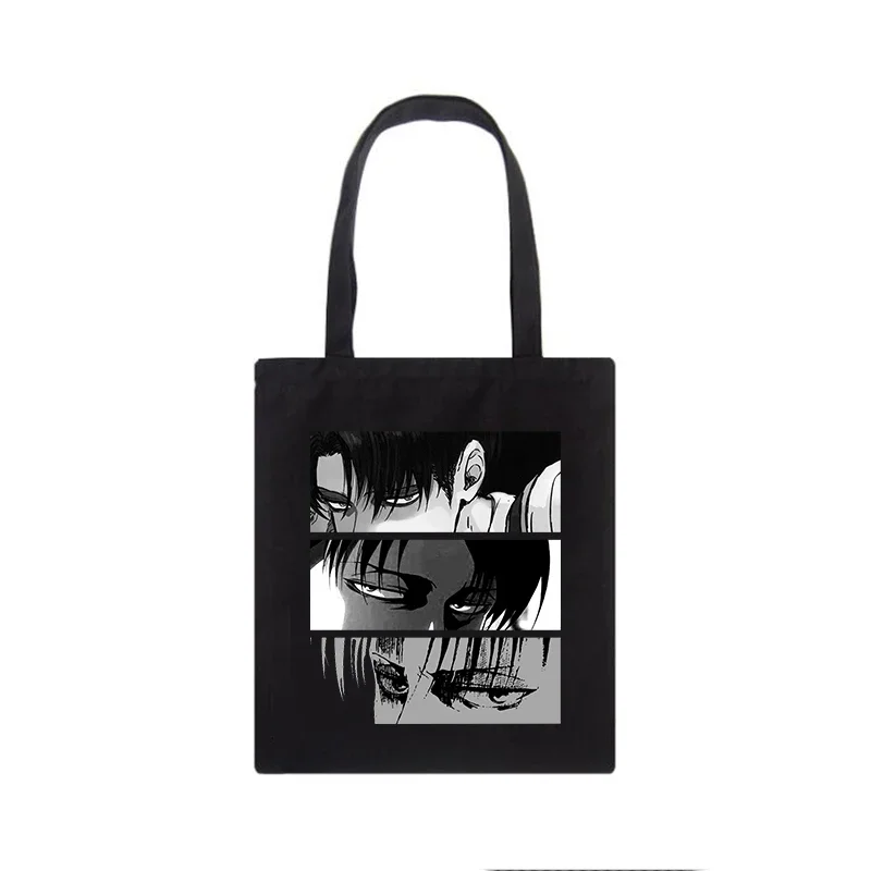 Titans Attack Canvas Gift Bag Large Capacity Harajuku Female Fashion Shoulder Bag Anime Black Ulzzang Cartoon Women Shopper Bags