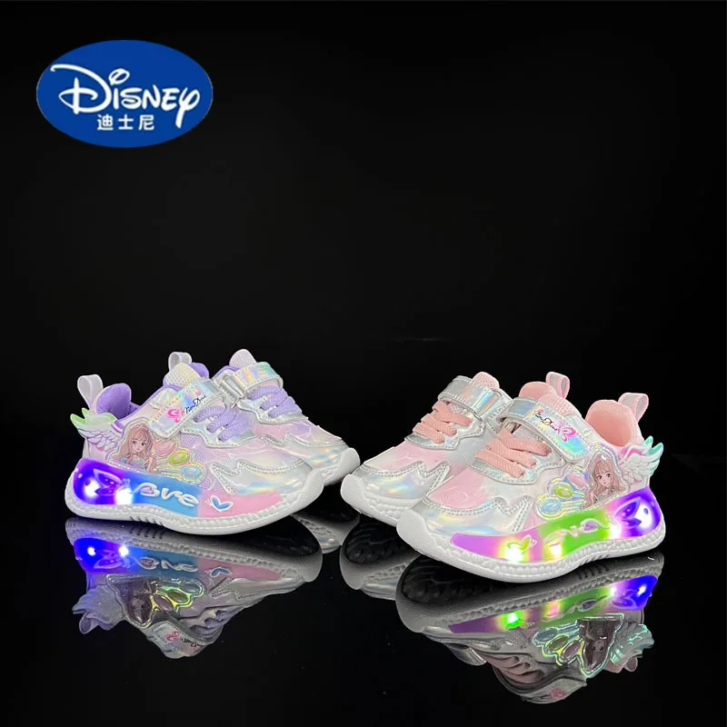 أحذية ديزني فال الرياضية المضيئة بإضاءة LED للفتيات: أحذية وامضة كرتونية بنعل ناعم، أحذية رياضية كاجوال مصبوغة للأطفال #4