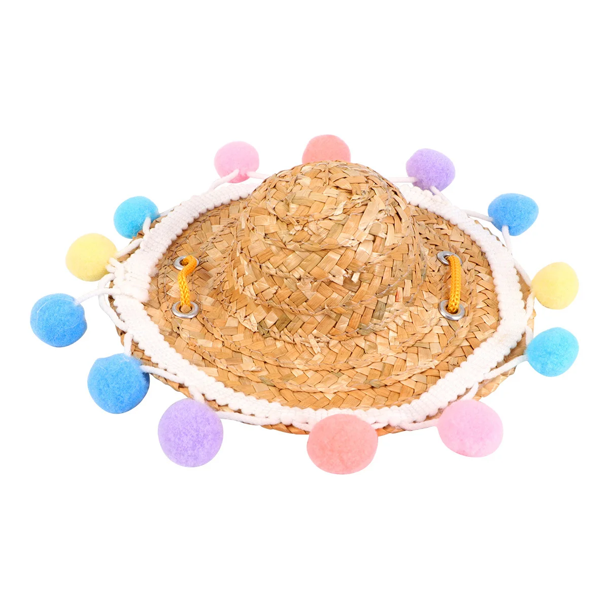 1Pcs Pet Bamboo Hat Creative Straw Woven Design for Cats Dogs Sun Protection Lightweight Breathable Hat for Vacation Photo Props