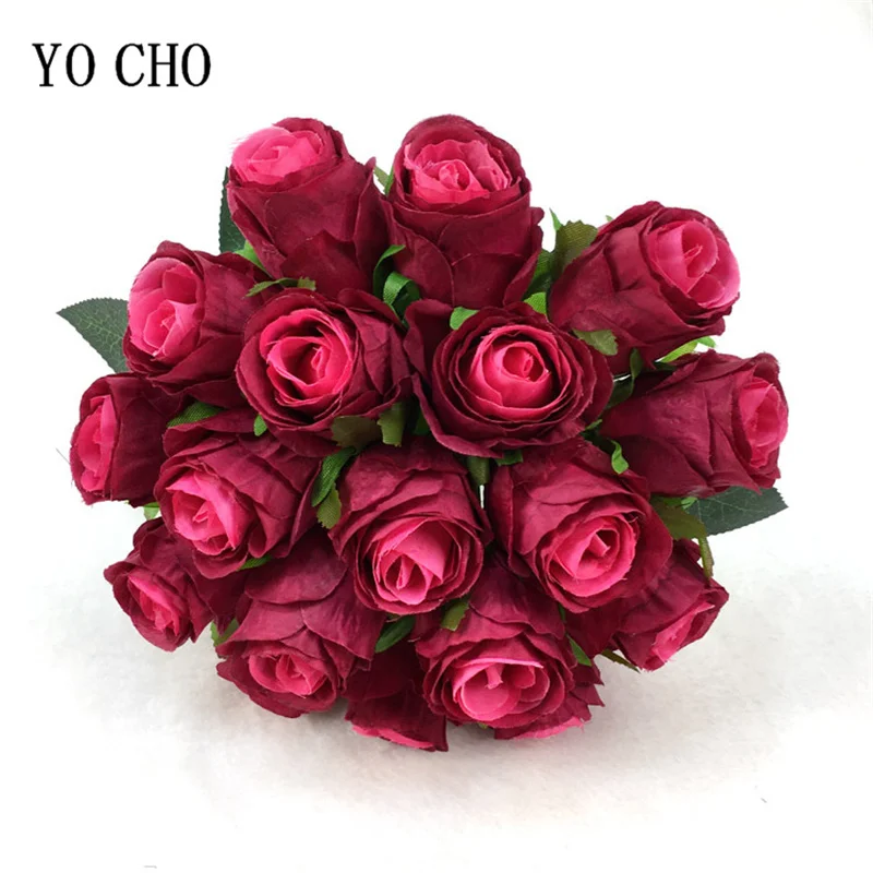 

18 головок/бучок розы, искусственные цветы, шелковый цветок, белый свадебный букет подружки невесты, домашняя вечеринка, декор для свадебного стола