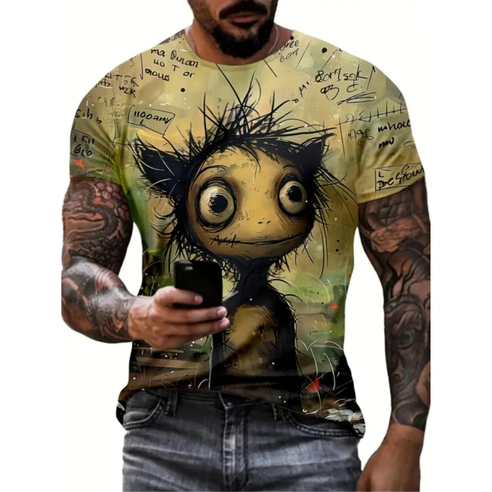 Funny Men's T Shirt Animal Print Casual Short Sleeve Tees O Neck Pullover Vintage T-Shirts men's Oversized Clothing Sportswear