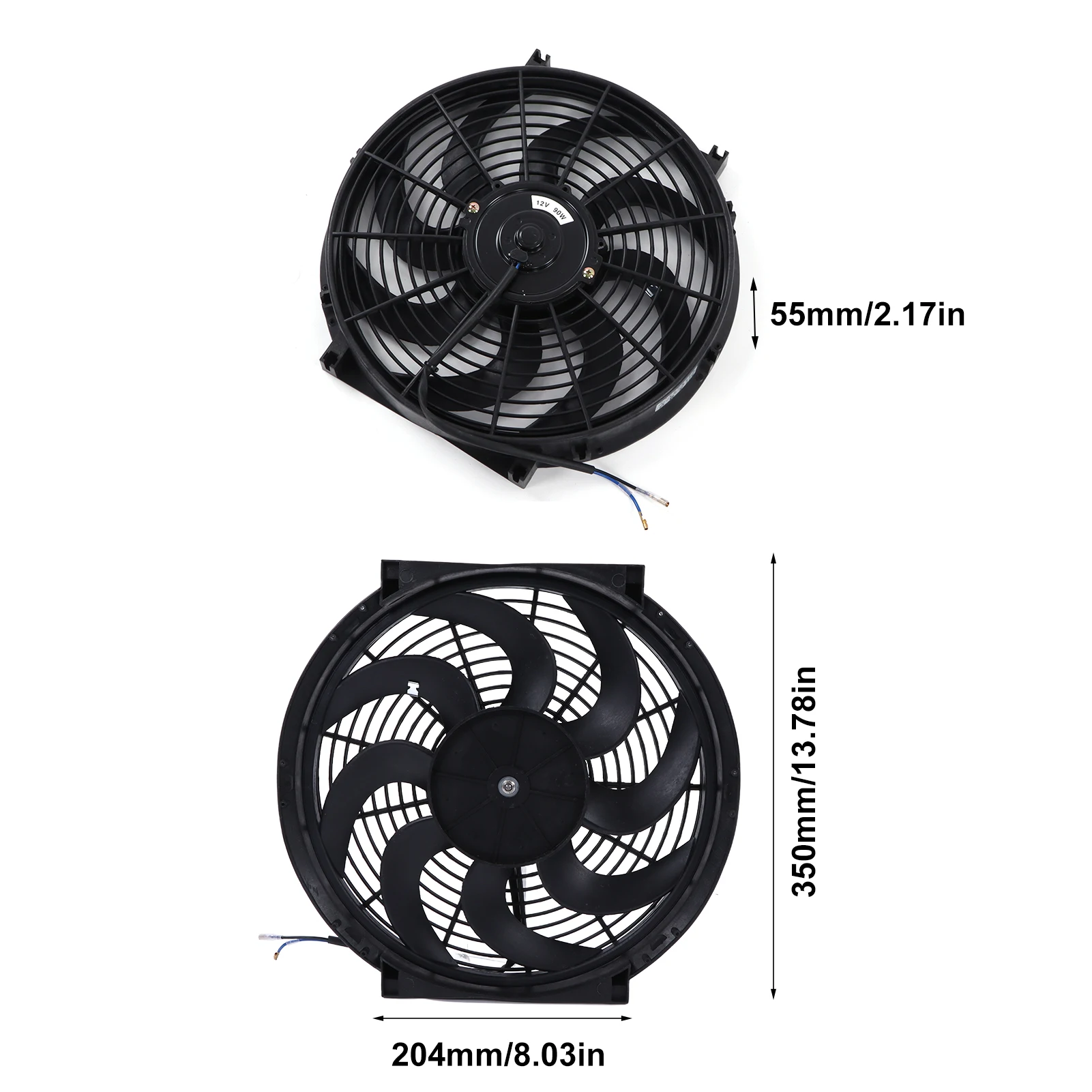 Ventilador de radiador eléctrico de coche de 12V 90W, kit de montaje de ventilador de refrigeración de radiador eléctrico Universal de 14 pulgadas ventilador delgado de 12V 90W Push Pull