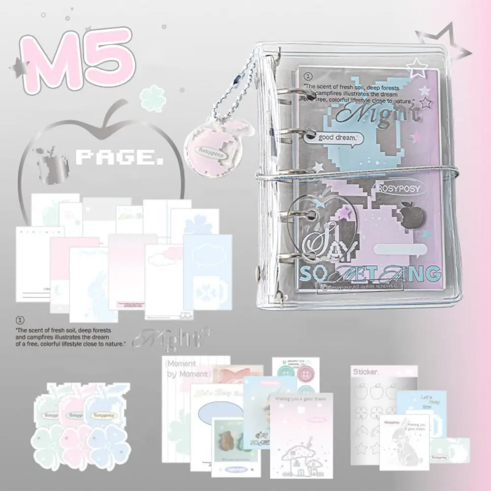 Stationery Hand Ledger M5 Pocket Binder Notebook Mini Portable Loose-leaf Notebook Binder Aesthetic Hand Account Book Studnet