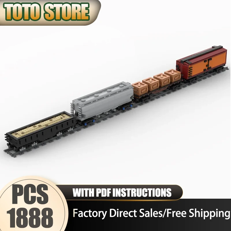 Moc Building Bricks Ultimate 4-Car 40' American Freight Pack Bundle Model Technology Blocks Christmas DIY Toy Construction Gifts