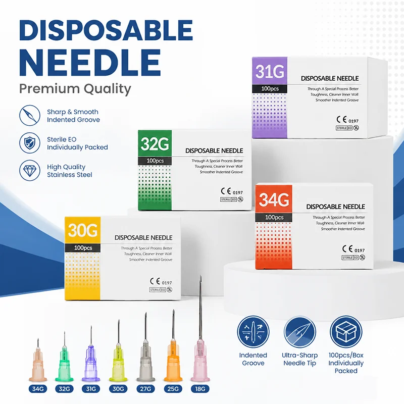 Meso Needle 34G 32G 30G 4mm 6mm 13mm Individually Packed Sterile Painless Small Hypodermic Needles Superfine Beauty Needle