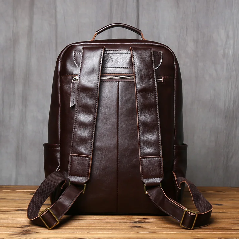 NZPJ Retro Echtes Leder männer Rucksack Mode Rucksack Top Schicht Rindsleder Computer Rucksack Große Kapazität Reisetasche – Detail 8
