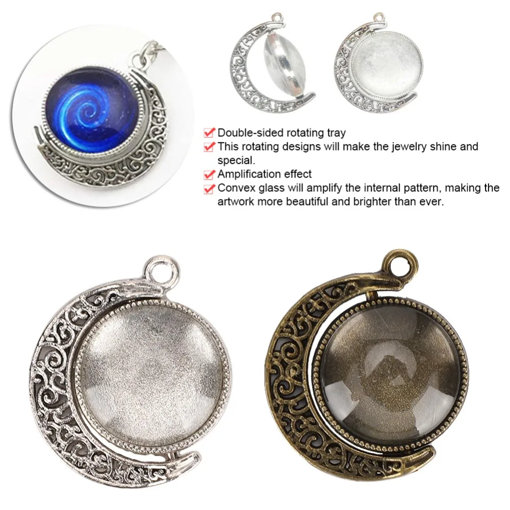 

48Pcs Easy To Use Round Pendant Trays Pendant Tray Metal + Glass Cabochon Settings Resin Jewelry Accessories DIY Crafters