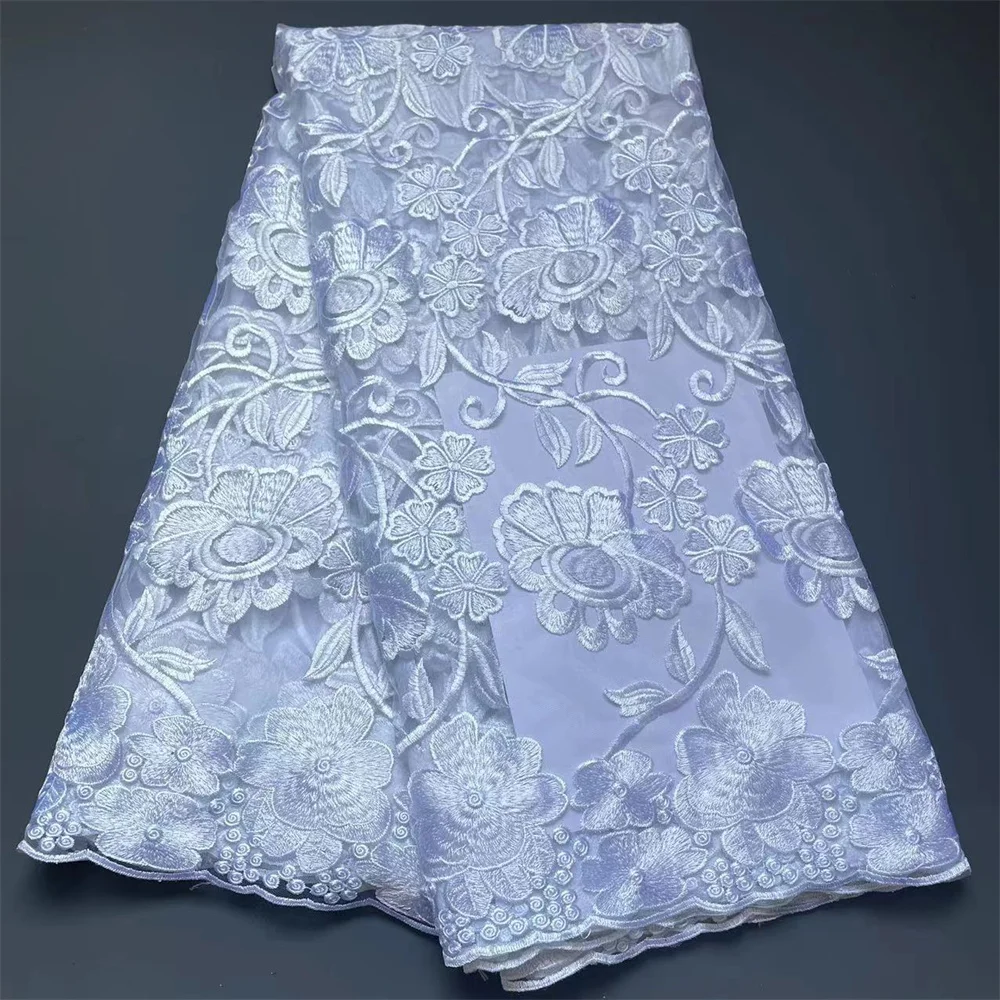 African Lace Fabric High Quality French Tulle Lace Fabric 5 Yards Women Wedding Party Dress Nigerian Lace Fabric Stones Yxz030