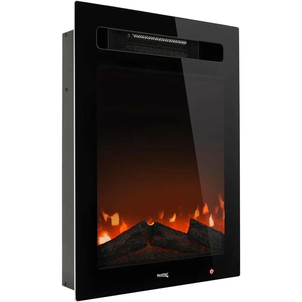 

Built-In Electric Fireplace with Glass and Log Display, Remote Control Included (18W)