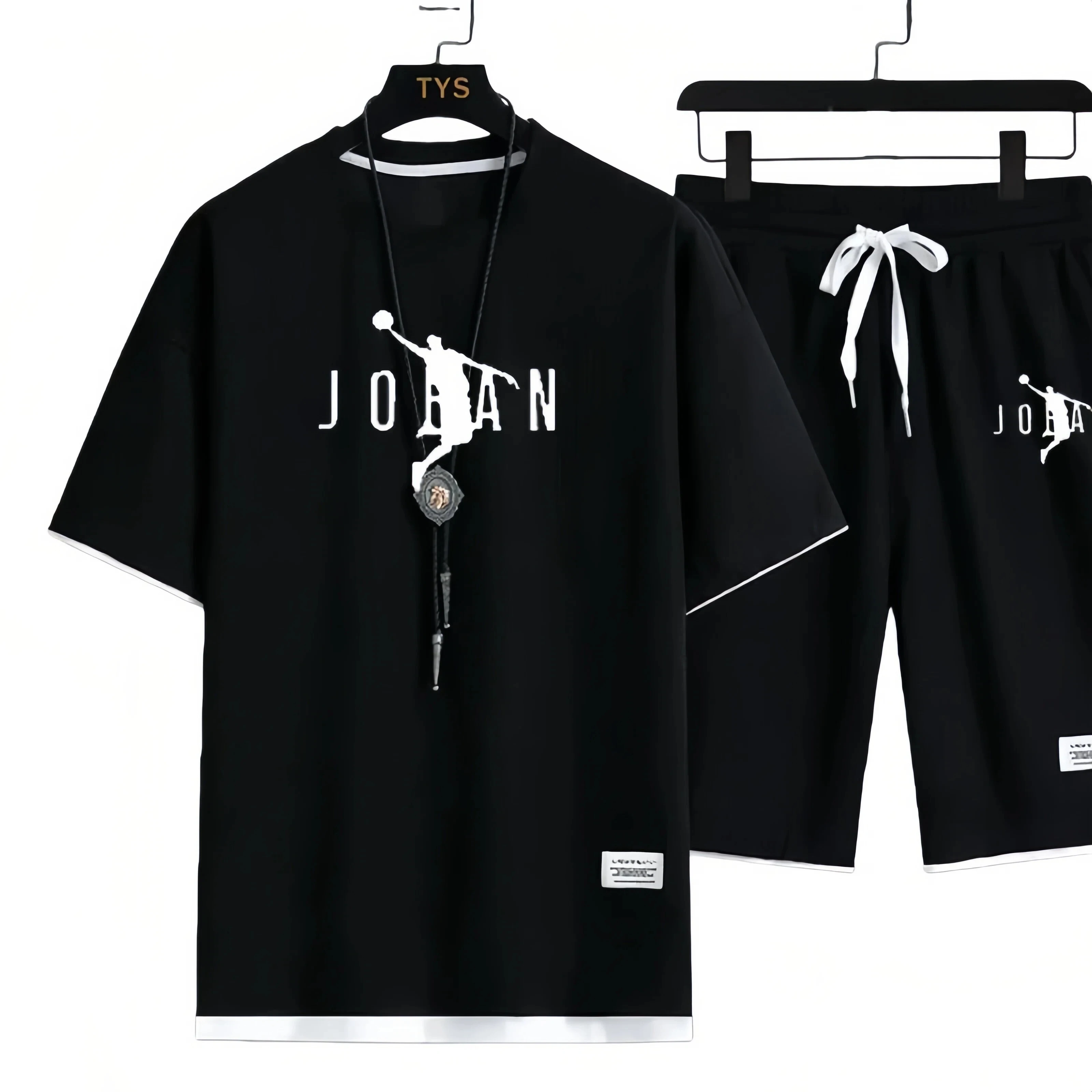

Men's Summer Casual Two-Piece Set 2026 New Fashionable Basketball Pullover Sportswear Short-Sleeved Tee + Shorts Suit T-Shirts