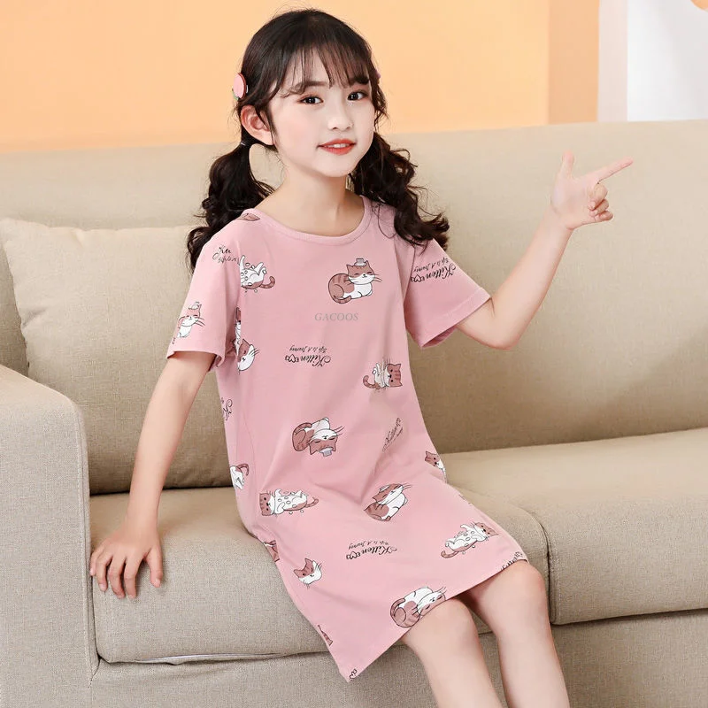 knee length dresses for ladies AV2 Women's Cotton Printed Round Neck Short Sleeve Night Suit Set main image 1