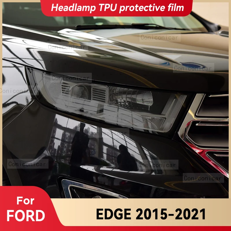

For FORD EDGE 2015-2021 2020 Car Headlight Black TPU Protective Cover Film Front Light Tint Change Color Sticker Accessories