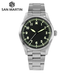 San Martin 39mm Pilot Watch Simple Military Style Mens Watch NH35 Automatic Mechanical Watches Sapphire C3 Luminous 20Bar