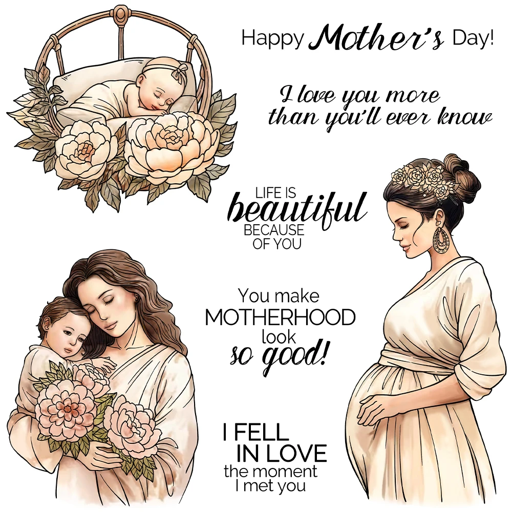 Mangocraft Great Mom Pregnat Women Clear Stamp Mother's Day Gifts DIY Scrapbooking Supplies Silicone Stamp For Card Albums Decor