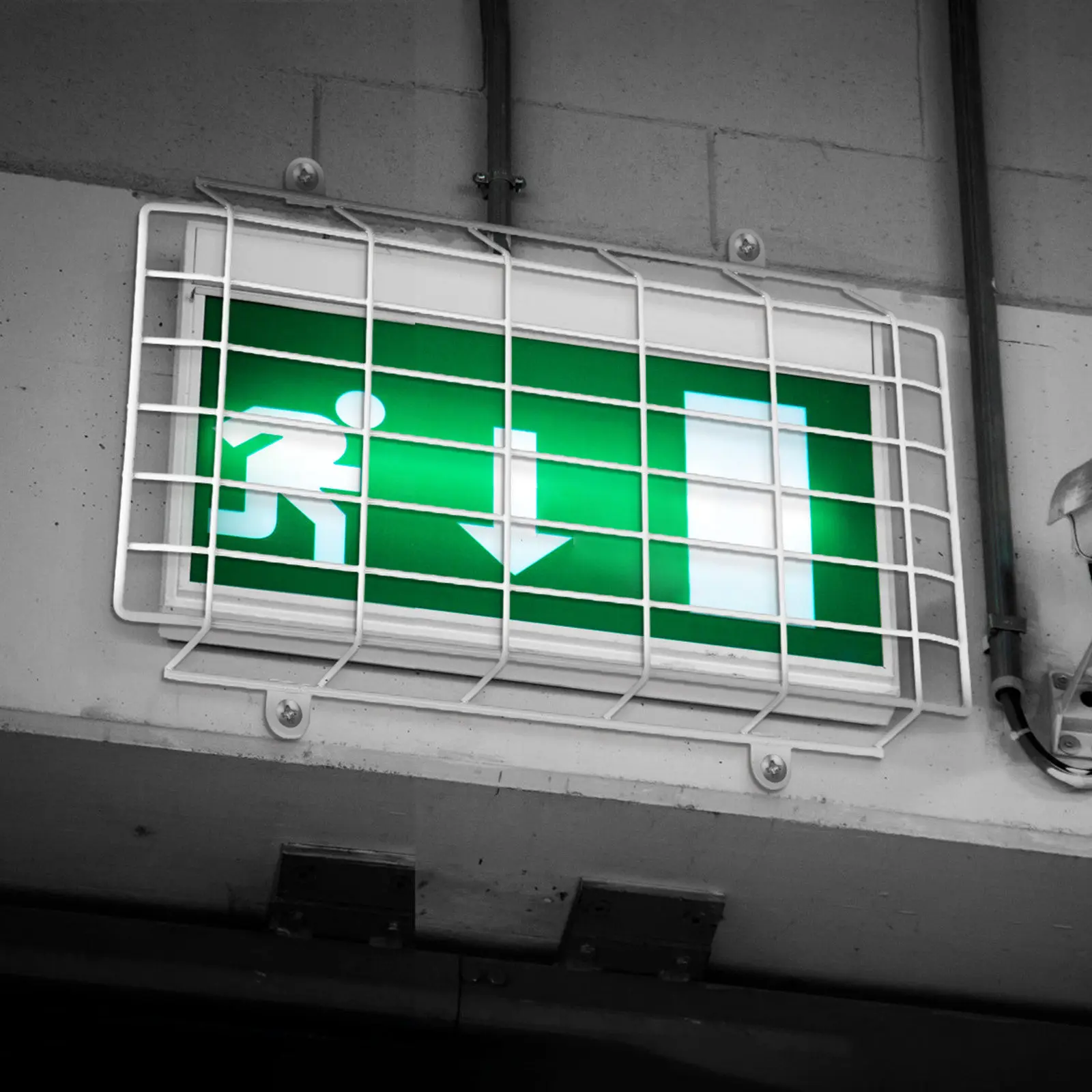 Premium Metal Emergency Light Protective Wire Guard Wall Mounted Exit Sign Cover School Mall Fire Safety Evacuation
