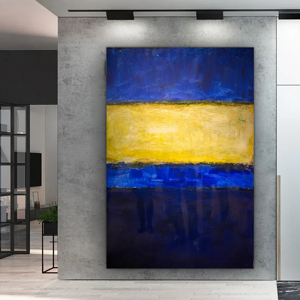 Mark Rothko-Dark Blue and Yellow Abstract Poster Prints, Canvas Wall Art, Reproduction Picture for Living Room, Home Decoration