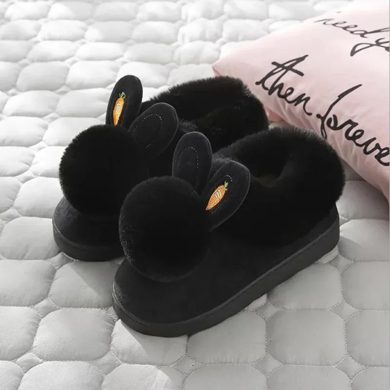 Beautiful Promotion Plush bow Slippers  Home Slipper House Shoes cute rabbit ears for Women Men