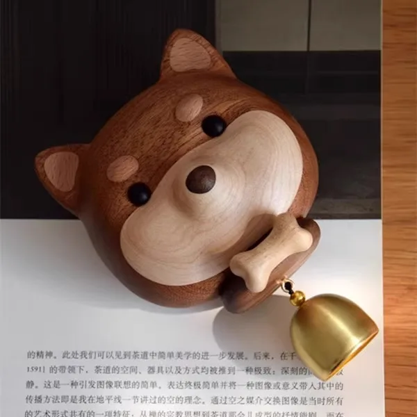 Solid Wood Puppy Bell Dopamine Wind Chime Doorbell Healing Entryway Hanging Ornament Small Entry Decor Perfect Housewarming Gift