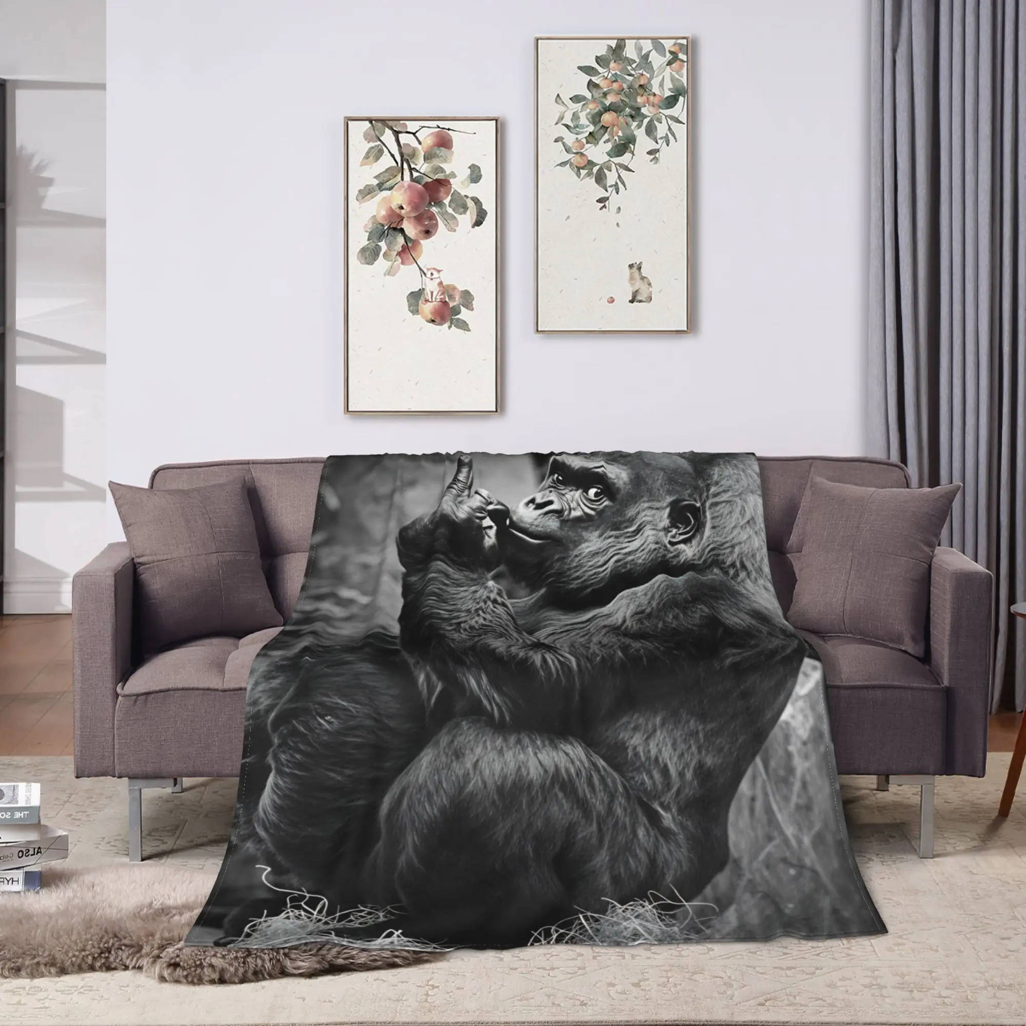 Gorilla Middle Finger  Super Soft Blanket  Travel Plush Throw Blanket Comfortable Outdoor Flannel Bedspread Sofa Bed Cover
