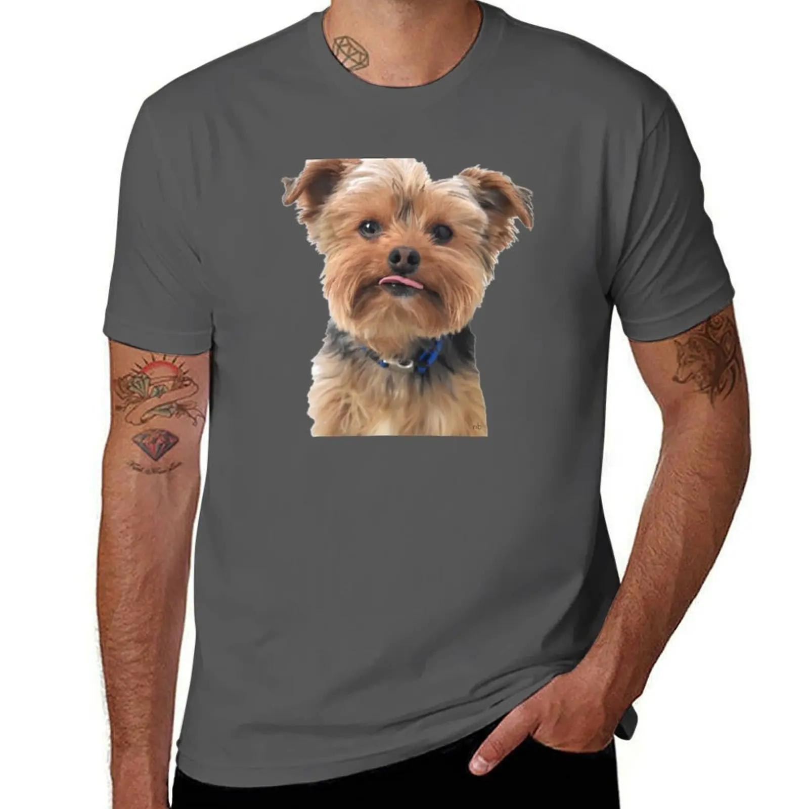 

Yorkie Sticking Tongue Out Dogs T-Shirt boys whites Clothing summer tops heavyweight t shirts for men
