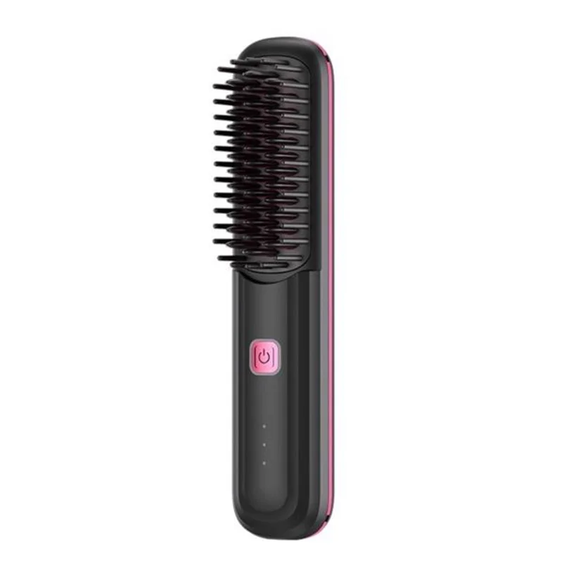 Wireless Hair Straightener Comb: Ultra.Soft Hair Brush, Portable Cordless Design, USBCharging, Hidden Heating, Scalp Massage, LE