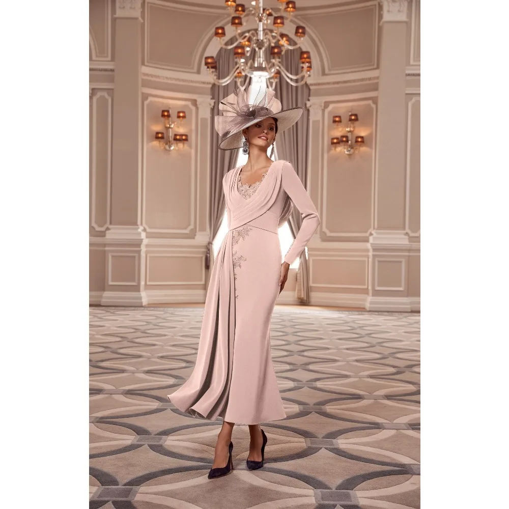 

Customized Lace Mother of Birde Dresses 2026 for Women Wedding Light Pink Draped A Line Elegant Evening Dress Prom Gowns Midi