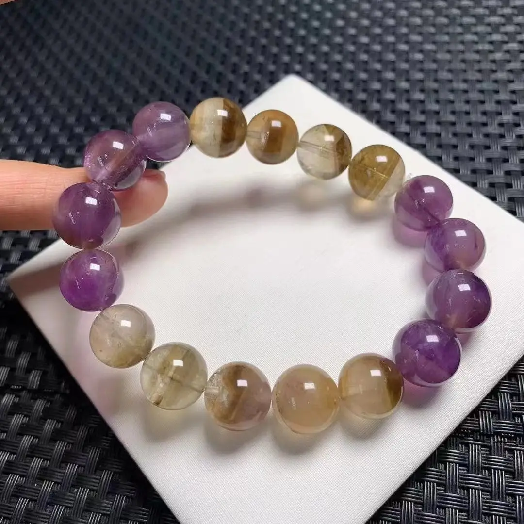 UMQ New Agate Crystal Jade Candy Bracelet Colorful Aurora 12mm Ethnic Style Advanced Women's Pure Natural Amethyst Bracelet