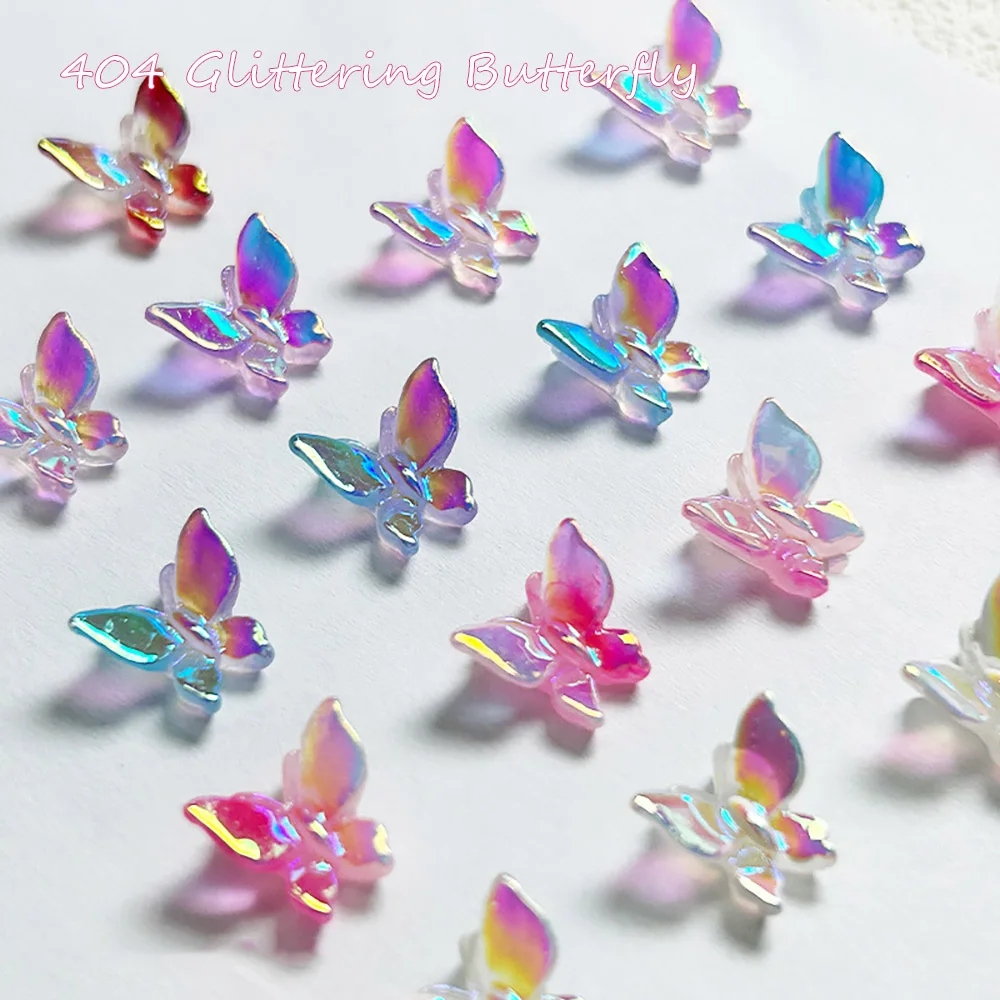 

-Glittering Butterfly- Mix Nail Adornment Dreamy Laser Elf Butterfly Resin Accessory Luminous Glow Gradient 3D Acrylic Jewel 404