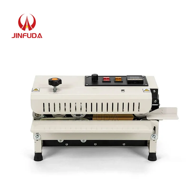 Multifunction desktop horizontal continous band sealer mini heat bag sealing machine for plastics packages