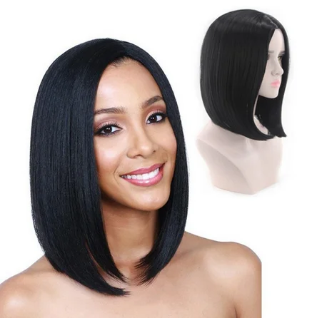 Black women's short station synthetic wigs, European and American wigs, women's headbands, sho