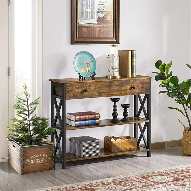 

Simple And Modern Porch Shelf With Drawers Drawer Console Home Hall Cabinet Table Porch Cabinet Black Frame Porch Side Table